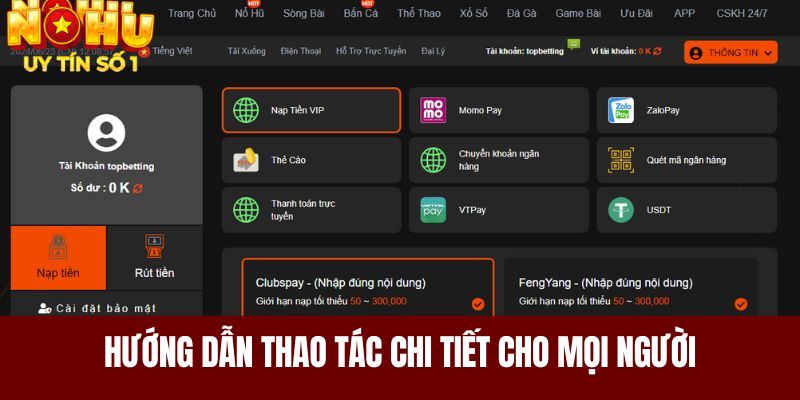 Hướng dẫn nạp tiền cơ bản